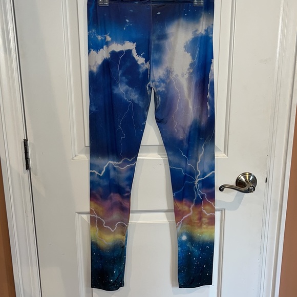 Silky leggings lightening design elastic waistband Sz m - Picture 4 of 6